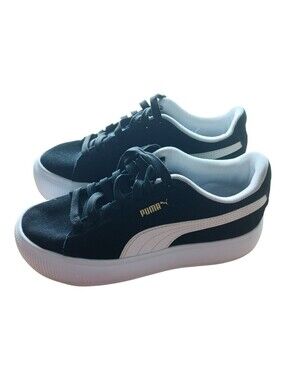 Puma Black and White Platform Low-Top Sneakers